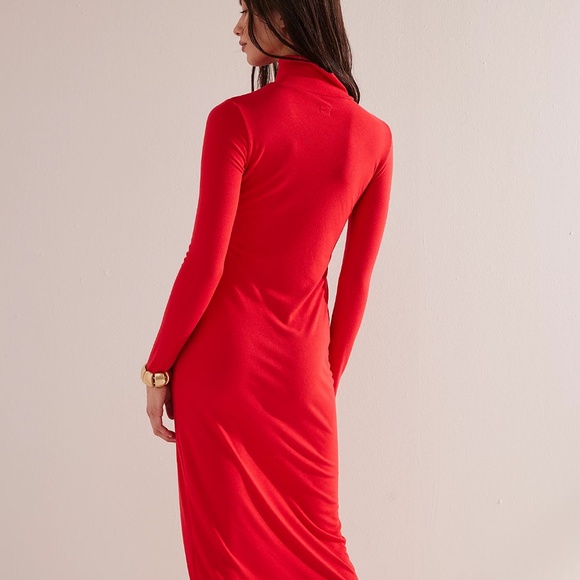 Free People Good Feels Mockneck Midi Dress- BLACK COLOR - Picture 5 of 5